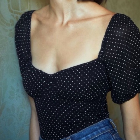 Black Polka Dot Women's Top - Reformation - Picture 2 of 8